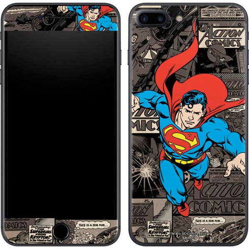 DC Comics Superman Vintage Action pose pattern iPhone 8 Plus Skin
